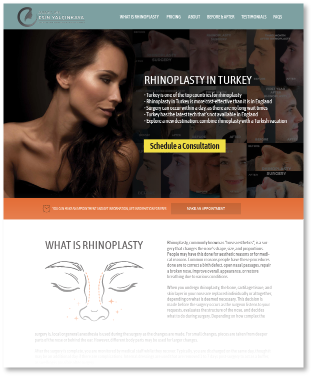 Custom pages that attract patients